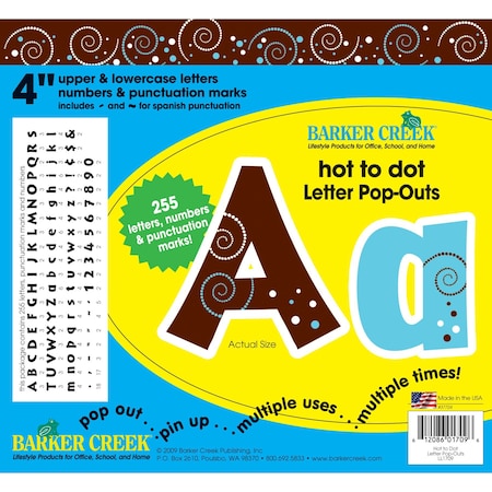Barker Creek Hot to Dot 4" Letter Pop-Outs, 255 Characters/Set 1709
